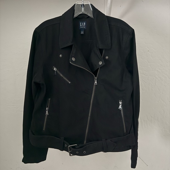 GAP Jackets & Blazers - Gap Black Denim Moto Style Jacket